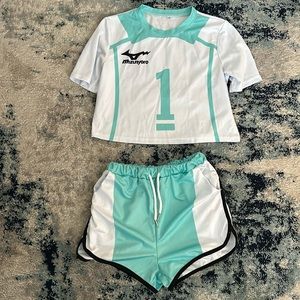 Two piece crop tee and shorts set